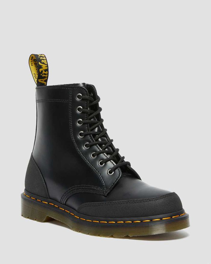 Dr Martens Mens 1460 Guard Panel Leather Lace Up Ankle Boots Black - 21748WJSR